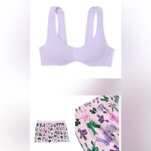 💜 🎀 Bra, Boxer Shorts & body wash LOT ! Loungewear • Pajamas • Small / 32DD 34DD